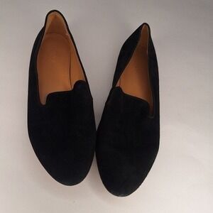 J Crew Black Suede Pointed Toe Flat Loafer Shoes Women's